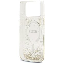 Guess Resin Bottom Glitter MagSafe Case for iPhone 18 Pro / iPhone 17 Pro / gold