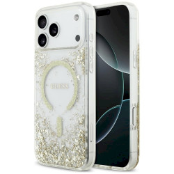 Guess Resin Bottom Glitter MagSafe Case for iPhone 18 Pro Max / iPhone 17 Pro Max / gold
