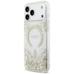 Guess Resin Bottom Glitter MagSafe Case for iPhone 18 Pro Max / iPhone 17 Pro Max / gold
