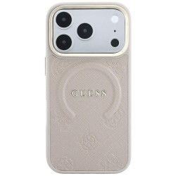 Guess Saffiano Peony & Ring MagSafe Case for iPhone 18 Pro / 17 Pro / pink