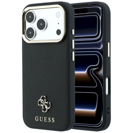 Guess Saffiano Small 4G & Classic Logo MagSafe Case for iPhone 18 Pro Max/17 Pro Max / black