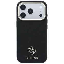 Guess Saffiano Small 4G & Classic Logo MagSafe Case for iPhone 18 Pro Max/17 Pro Max / black