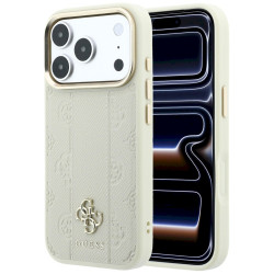 Guess Stripe Peony 4G Logo MagSafe Case for iPhone 18 Pro / iPhone 17 Pro / biege