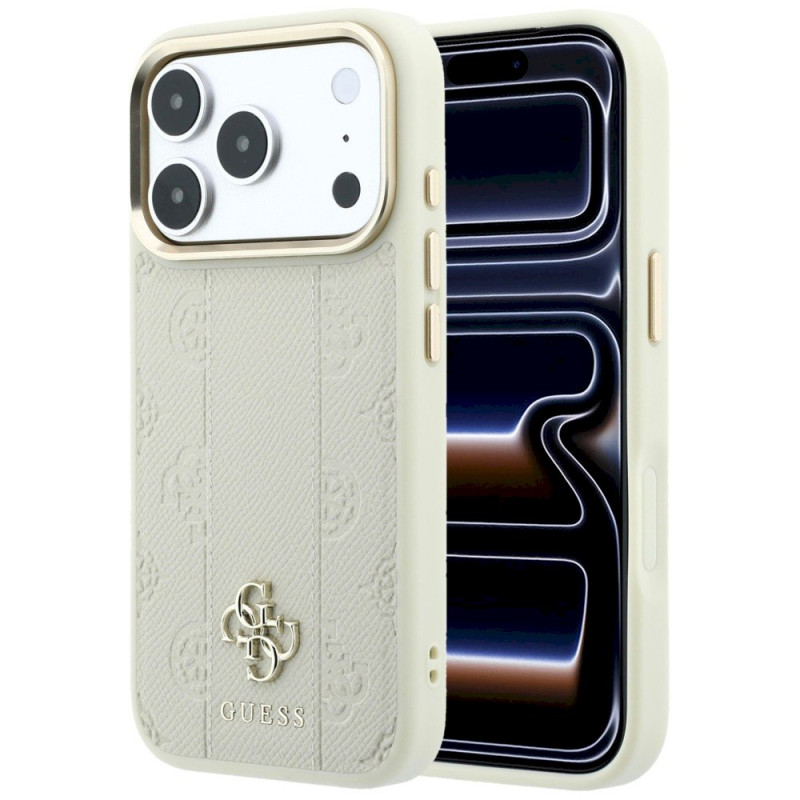 Guess Stripe Peony 4G Logo MagSafe Case for iPhone 18 Pro / iPhone 17 Pro / biege