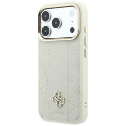 Guess Stripe Peony 4G Logo MagSafe Case for iPhone 18 Pro / iPhone 17 Pro / biege