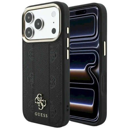 Guess Stripe Peony 4G Logo MagSafe Case for iPhone 18 Pro/iPhone 17 Pro / black