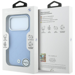 BMW Sign Deboss Quilted Metal Logo MagSafe for iPhone 18 Pro / 17 Pro blue