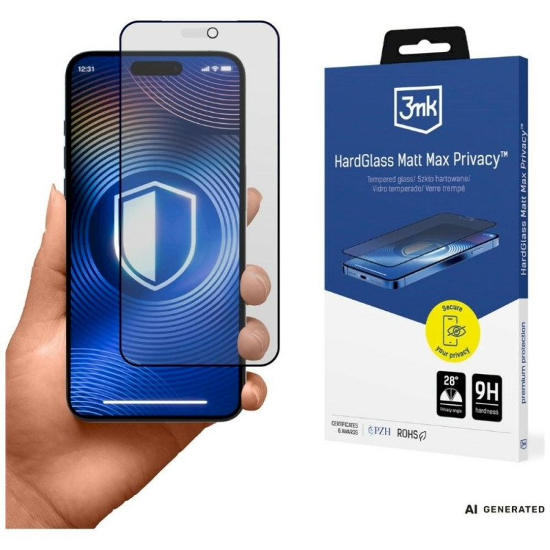 3MK HardGlass Matt Max Privacy Tempered Glass for Apple iPhone 18 Pro Max