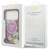 Guess IML Glitter Flowers Triangle MagSafe Case for iPhone 18 Pro / Purple