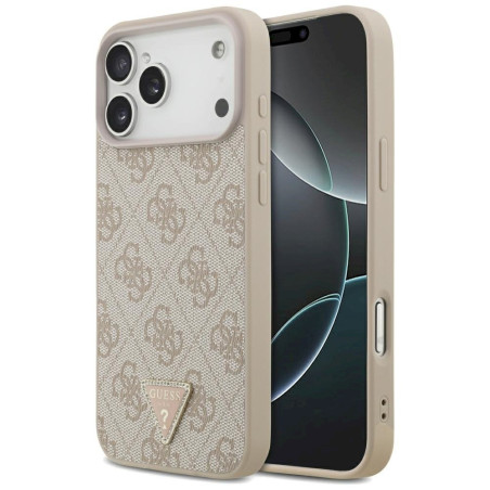 Guess Leather 4G Triangle Strass MagSafe Case for iPhone 18 Pro Max / 17 Pro Max / pink