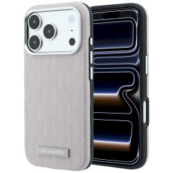 Karl Lagerfeld Grained Mono Resin Logo MagSafe Case for iPhone 18 Pro Max / 17 Pro Max / pink