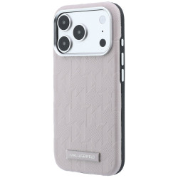 Karl Lagerfeld Grained Mono Resin Logo MagSafe Case for iPhone 18 Pro Max / 17 Pro Max / pink