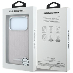 Karl Lagerfeld Grained Mono Resin Logo MagSafe Case for iPhone 18 Pro Max / 17 Pro Max / pink