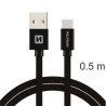 Swissten Textile USB / USB-C Data Cable 0.5m Black