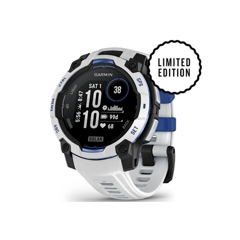 Garmin Instinct 3 Solar Whitestone / Bolt Blue Smartwatch 45mm