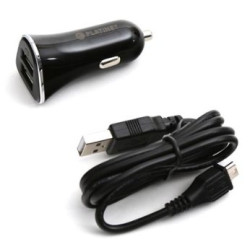 Platinet PLCR3B 12/24V IC Car Charger 3x USB + Micro USB Cable 1m