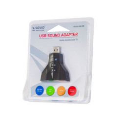 Savio AK-08 Sound Card USB / 7.1 / Adjustable Volume / Microphone