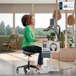 Leitz 65770095 saddle chair Padded seat Grey Foam Black Castor wheels Metal