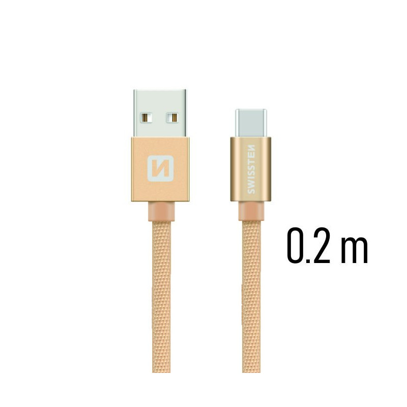 Swissten Textile Universal Quick Charge 3.1 USB-C Data and Charging Cable 20 cm