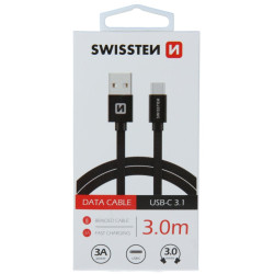 Swissten Textile Universal Quick Charge 3.1 USB-C Data and Charging Cable 3m