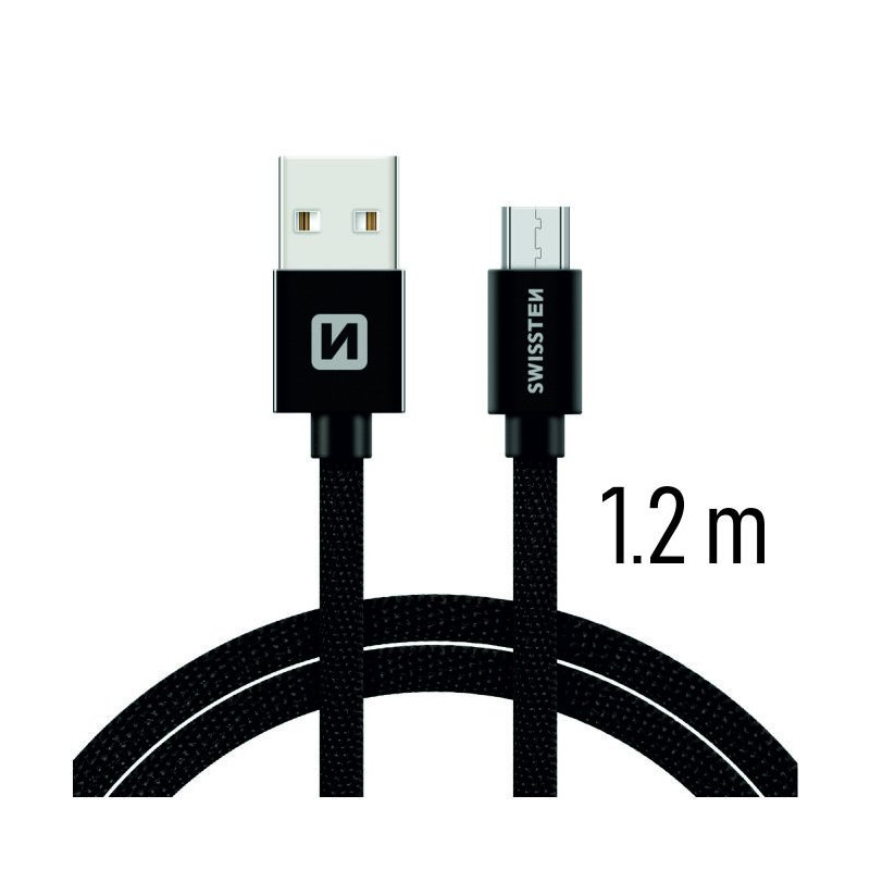 Swissten Textile Quick Charge Universal Micro USB Data and Charging Cable 1.2m