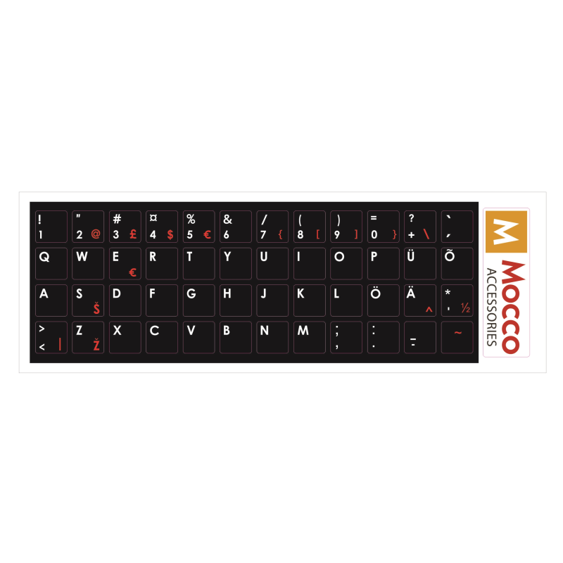 Mocco Keyboard Sticks ENG / EE With Laminated Waterproof Level Black / Red