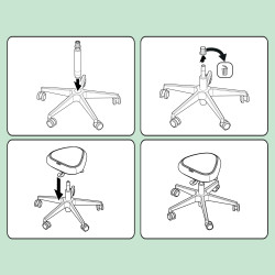Leitz 65770095 saddle chair Padded seat Grey Foam Black Castor wheels Metal