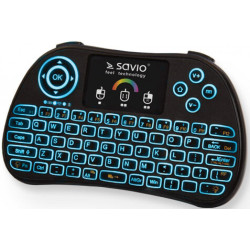 Savio KW-03 Wireless Mini Keyboard For  PC / PS4 / XBOX / Smart TV / Android + TouchPad Black (With RGB Backlight)