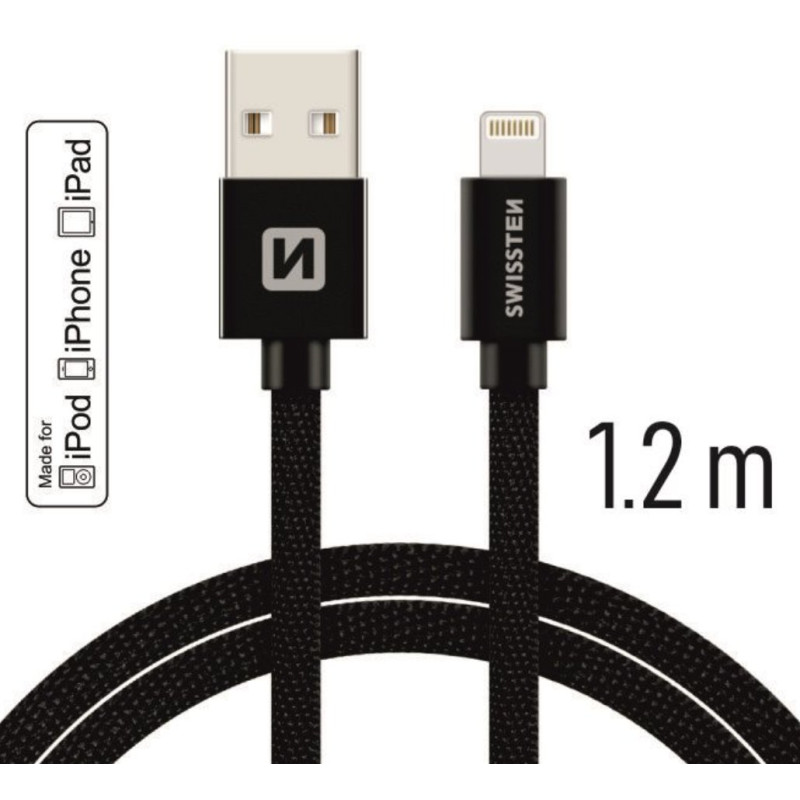 SWISSTEN SW-MFI-LIGH-3A-1.2M-BK