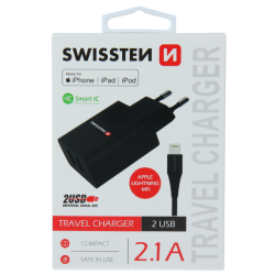 SWISSTEN SW-SET-2X2.1AWCLIH-MFI-BK