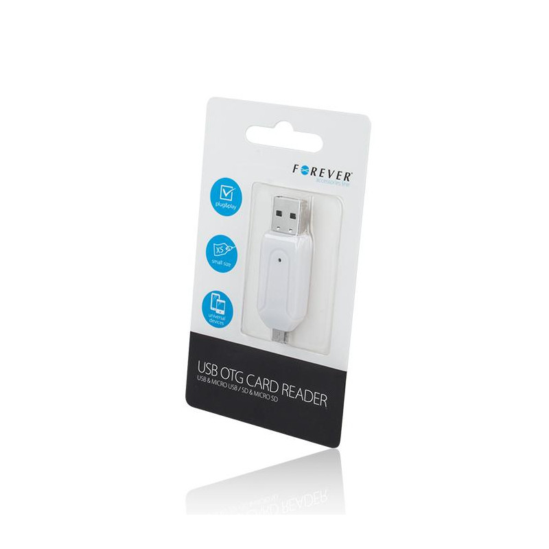 Forever USB + Micro USB Card Reader SD + MicroSD White