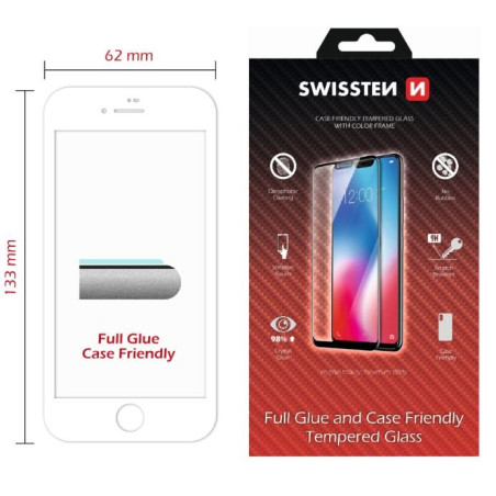 Swissten Full Face Tempered Glass Apple iPhone 7 / 8 White