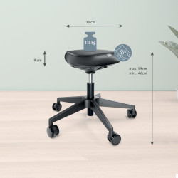 Leitz 65780095 Balno tipo kėdė Paminkštinta sėdynė Juoda Porolonas Ratukai Metalas