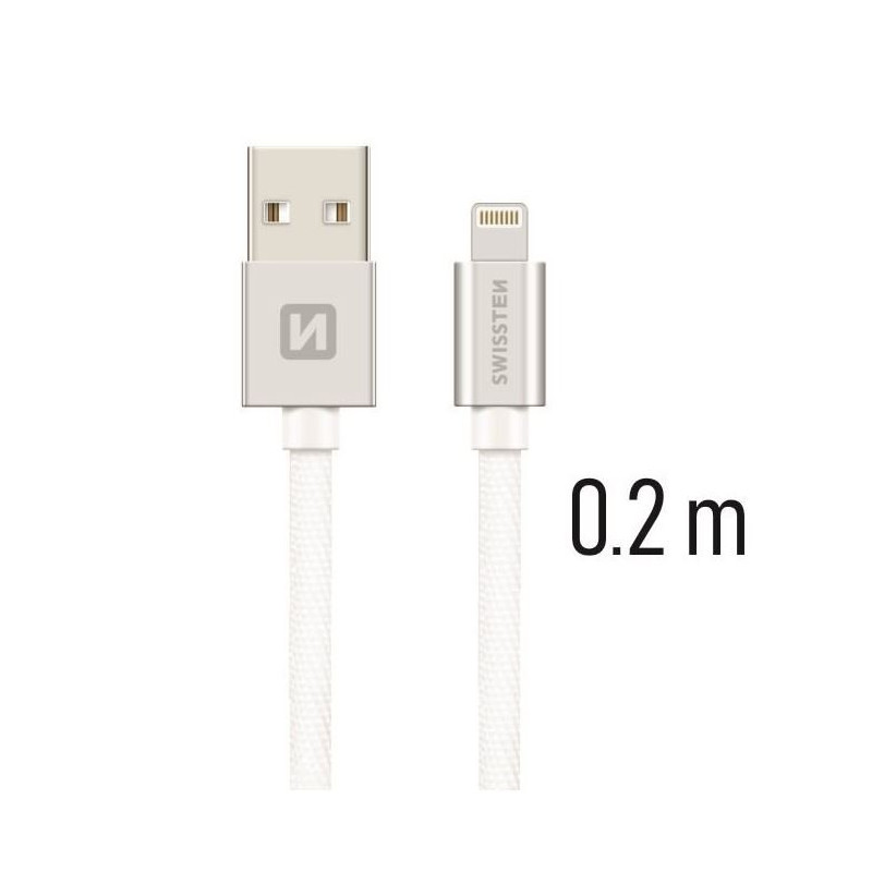 Swissten Textile Fast Charge 3A Lightning Data and Charging Cable 20 cm