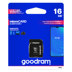 Goodram 16GB Micro SDHC U1-I Class 10 Memory Card with Adapter