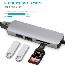 RoGer USB-C Hub 5in1 USB 3.0 x2 / HDMI / SD card reader / TF card reader