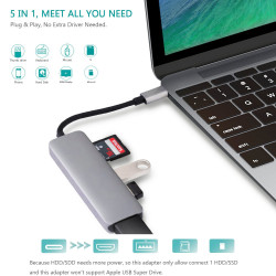 RoGer USB-C Hub 5in1 USB 3.0 x2 / HDMI / SD card reader / TF card reader