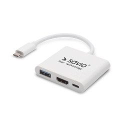 Savio Multimedia Adapter Type-C to HDMI (4K @ 30Hz, 1080P @ 60Hz) + USB 3.0