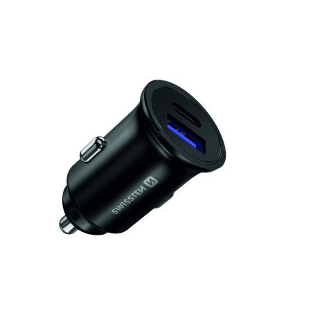 Swissten Metal Car Charger Adapter with Power Delivery USB-C + Quick Charge 3.0 / 36W For mobile phones and tablets