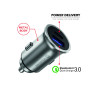 Swissten 36W Metal Car Charger Adapter with Power Delivery USB-C + Quick Charge 3.0 For mobile phones and tablets