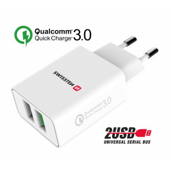 Swissten Premium Travel Charger 2x USB / QC3.0 23W
