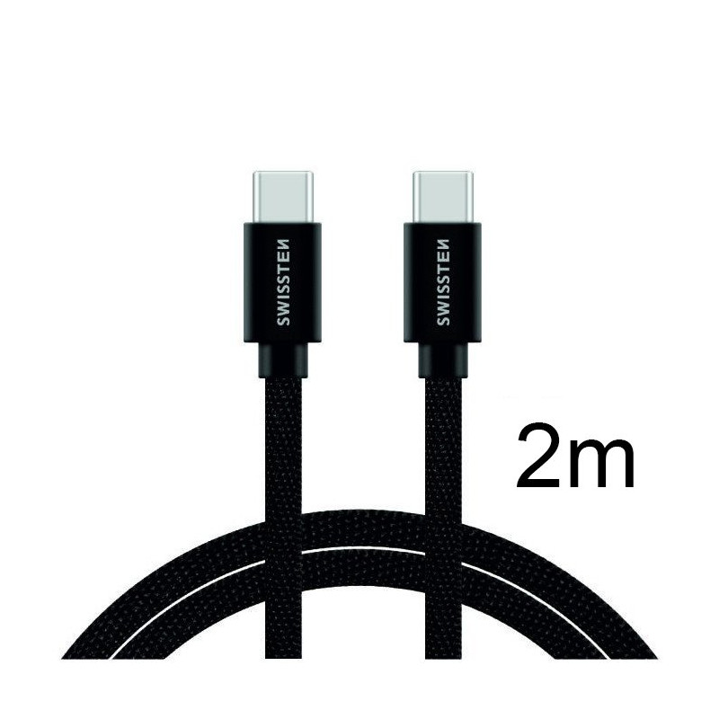 Swissten Textile Universal Quick Charge 3.1 USB-C to USB-C Data and Charging Cable 2m