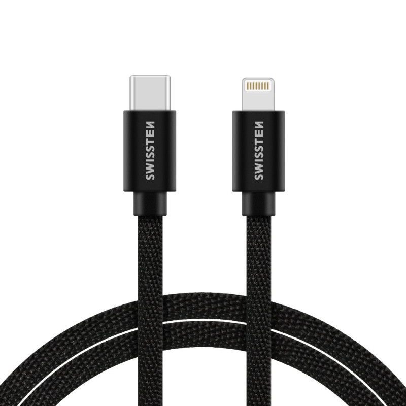 Swissten Textile Universal Quick Charge 3.1 USB-C to Lightning Data and Charging Cable 2m