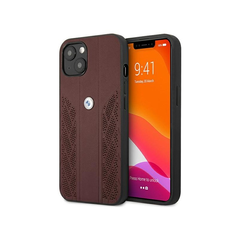 BMW BMHCP13MRSPPR Leather Back Case For Apple iPhone 13 Red