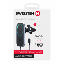 Swissten Magsafe Air Vent Car Holder With 15W  Wireless Charging