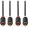 Nedis Audio Cable 2x  RCA -  2 x RCA 2m Black