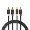 Nedis Audio Cable 2x  RCA -  2 x RCA 3m Black