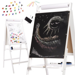 RoGer XXL Two-sided Chalk and Magnetic Wooden Board + Educational accessories