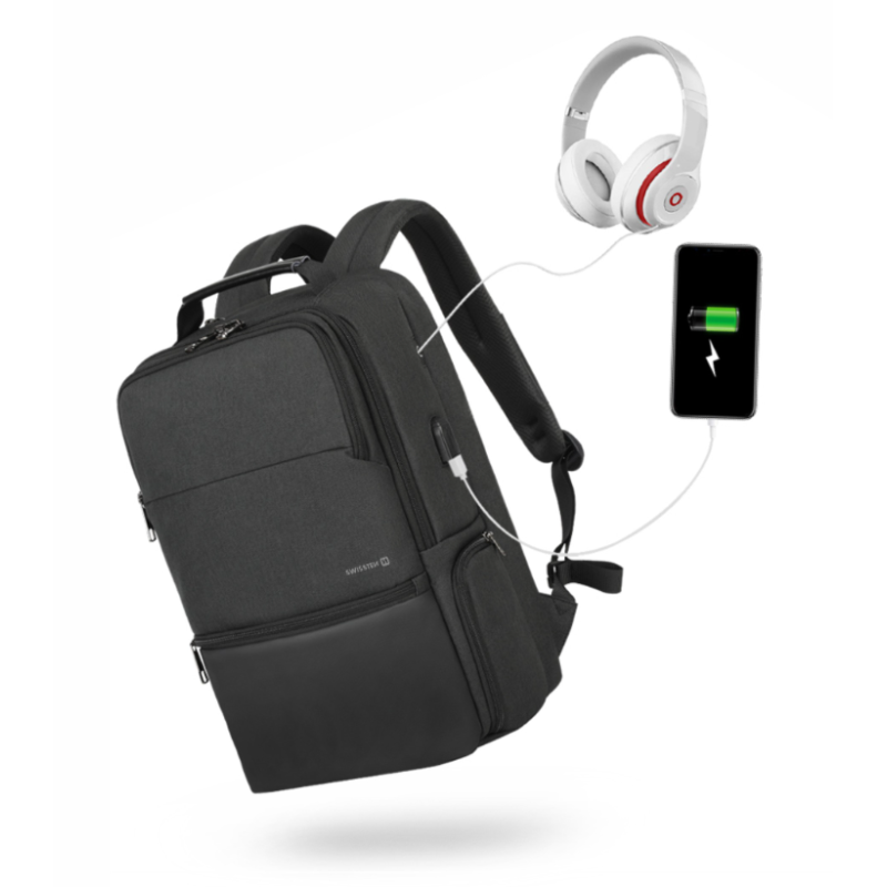 Swissten Laptop Backpack 15.6" with a USB port for charging your smartphone