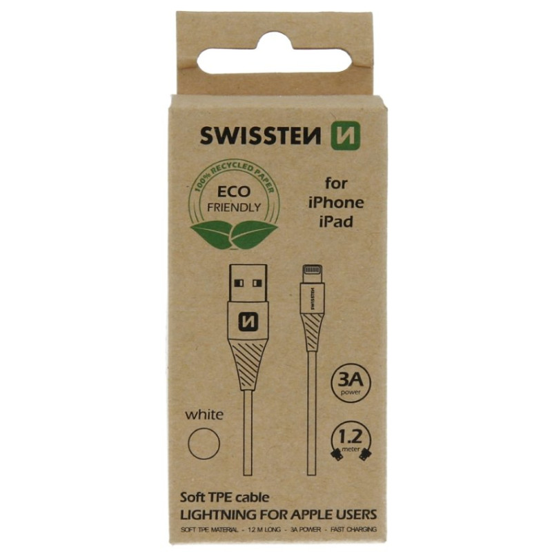 Swissten Eco Friendly Fast Charge 3A Lightning Data and Charging Cable 1.2m
